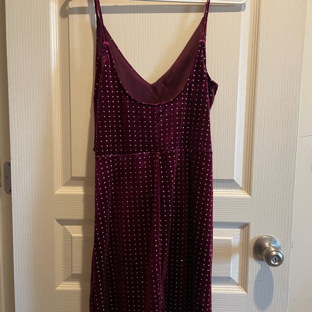 Speechless Velvet Burgundy Dress with Glitter Accents